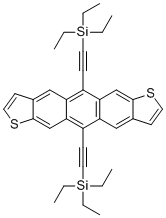 structure of CAS# 851817-11-3, 5,11-Bis((triethylsilyl)ethynyl)anthra[2,3-b:6,7-b']dithiophene;TES-ADT;