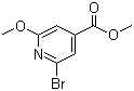 结构式 CAS# 853030-09-8, 2-溴-6-甲氧基-4-吡啶羧酸甲酯