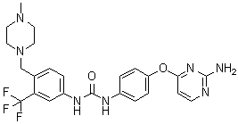 structure of CAS# 853299-07-7, 1-[4-(2-Aminopyrimidin-4-yloxy)phenyl]-3-[4-[(4-methylpiperazin-1-yl)methyl]-3-trifluoromethylphenyl]urea;K 03861