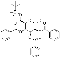 Methyl 6-O-[(1,1-dimethylethyl)dimethylsilyl]-alpha-D-mannopyranoside tribenzoate molecular structure (CAS 853879-39-7)