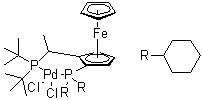 [(2R)-1-[(1R)-1-[Bis(1,1-dimethylethyl)phosphino]ethyl]-2-(dicyclohexylphosphino)ferrocene]dichloropalladium molecular structure (CAS 854019-82-2)