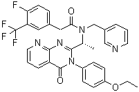 结构式 CAS# 855527-92-3, N-[(1R)-1-[3-(4-乙氧基苯基)-3,4-二氢-4-氧代吡啶并[2,3-d]嘧啶-2-基]乙基]-4-氟-N-(3-吡啶基甲基)-3-(三氟甲基)苯乙酰胺