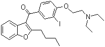 结构式 CAS# 85642-08-6, 单碘胺碘酮; 2-丁基-3-苯并呋喃基-[4-(2-二乙氨基乙氧基)-3-碘苯基]甲酮