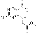 structure of CAS# 859307-58-7, N-(2-Chloro-5-nitro-4-pyrimidinyl)glycine methyl ester