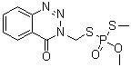 structure of CAS# 86-50-0, Azinphos;Azinphos M; Azinphos-methyl; Azinugec; BAY 17147; Bayer 17147; Carfene; Cotneon; Cotnion; Cotnion-methyl; ENT 23,233; Gusathion; Gusathion 20; Gusathion 25; Gusathion M; Gusathion-methyl; Guthion; Metazintox; Methyl guthion; Methyl-azinphos; Methylgusathion; O,O-Dimethyl S-(3,4-dihydro-4-oxo-1,2,3-benzotriazin-3-yl-methyl) dithiophosphate