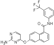 结构式 CAS# 861875-60-7, 6-[(2-氨基-4-嘧啶基)氧基]-N-[3-(三氟甲基)苯基]-1-萘甲酰胺