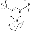 structure of CAS# 86233-74-1, (1,5-Cyclooctadiene)(hexafluoroacetylacetonato)copper;(1,1,1,5,5,5-Hexafluoropentanedionato)(1,5-cyclooctadiene)copper