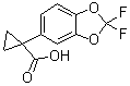 结构式 CAS# 862574-88-7, 1-(2,2-二氟苯并二氧杂环戊烯-5-基)环丙烷羧酸