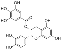 Rel-3,4,5-trihydroxy-Benzoic acid (2R,3R)-2-(3,4-dihydroxyphenyl)-3,4-dihydro-5,7-dihydroxy-2H-1-benzopyran-3-yl ester molecular structure (CAS 863-03-6)