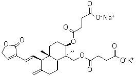 14-脱氧-11,12-二去氢穿心莲内酯双(半琥珀酸酯)钾钠盐分子结构 (CAS 863319-40-8)