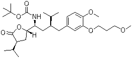 [(1S,3S)-3-[[4-Methoxy-3-(3-methoxypropoxy)phenyl]methyl]-4-methyl-1-[(2S,4S)-tetrahydro-4-(1-methylethyl)-5-oxo-2-furanyl]pentyl]carbamic acid tert-butyl ester molecular structure (CAS 866030-35-5)