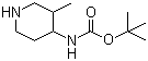 结构式 CAS# 866538-96-7, (3-甲基-4-哌啶基)氨基甲酸叔丁酯