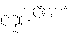 1,2-二氢-N-[(3-内)-8-[(2R)-2-羟基-3-[甲基(甲磺酰基)氨基]丙基]-8-氮杂双环[3.2.1]辛-3-基]-1-(1-甲基乙基)-2-氧代-3-喹啉甲酰胺分子结构 (CAS 866933-46-2)