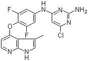 6-Chloro-N4-[3,5-difluoro-4-[(3-methyl-1H-pyrrolo[2,3-b]pyridin-4-yl)oxy]phenyl]-2,4-pyrimidinediamine molecular structure (CAS 867017-68-3)