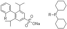 structure of CAS# 870245-84-4, Sodium 2'-(dicyclohexylphosphino)-2,6-diisopropylbiphenyl-4-sulfonate;sodium 4-(2-dicyclohexylphosphanylphenyl)-3,5-di(propan-2-yl)benzenesulfonate;hydrate