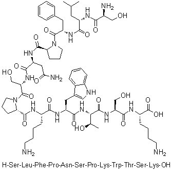 L-Seryl-L-leucyl-L-phenylalanyl-L-prolyl-L-asparaginyl-L-seryl-L-prolyl-L-lysyl-L-tryptophyl-L-threonyl-L-seryl-L-lysine molecular structure (CAS 870267-70-2)