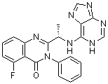 5-Fluoro-3-phenyl-2-[(1S)-1-(1H-purin-6-ylamino)ethyl]-4(3H)-quinazolinone molecular structure (CAS 870281-17-7)