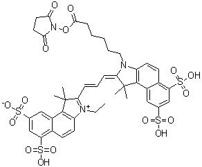 2-[3-[3-[6-[(2,5-Dioxo-1-pyrrolidinyl)oxy]-6-oxohexyl]-1,3-dihydro-1,1-dimethyl-6,8-disulfo-2H-benz[e]indol-2-ylidene]-1-propen-1-yl]-3-ethyl-1,1-dimethyl-6,8-disulfo-1H-benz[e]indolium inner salt molecular structure (CAS 871518-83-1)
