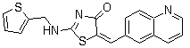 structure of CAS# 872573-93-8, Ro 3306;2-[[(Thiophen-2-yl)methyl]amino]-5-[1-(quinolin-6-yl)meth-(Z)-ylidene]thiazol-4-one