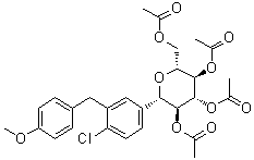 (1S)-1,5-Anhydro-1-C-[4-chloro-3-[(4-methoxyphenyl)methyl]phenyl]-D-glucitol tetraacetate molecular structure (CAS 872980-38-6)