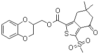 3-Methylsulfonyl-6,6-dimethyl-4-oxo-4,5,6,7-tetrahydrobenzo[c]thiophene-1-carboxylic acid (2,3-dihydrobenzo[1,4]dioxin-2-yl)methyl ester molecular structure (CAS 873189-11-8)