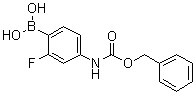 structure of CAS# 874290-59-2, (4-Borono-3-fluorophenyl)carbamic acid C-(phenylmethyl) ester