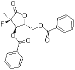 结构式 CAS# 874638-80-9, (2R)-2-脱氧-2-氟-2-甲基-D-赤式戊糖酸 gamma-内酯 3,5-二苯甲酸酯