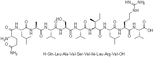 L-谷氨酰胺酰-L-亮氨酰-L-丙氨酰-L-缬氨酰-L-丝氨酰-L-缬氨酰-L-异亮氨酰-L-亮氨酰-L-精氨酰-L-缬氨酸分子结构 (CAS 874919-30-9)