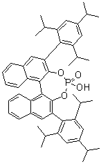 structure of CAS# 874948-63-7, (11bS)-4-Hydroxy-2,6-bis[2,4,6-tris(1-methylethyl)phenyl]-dinaphtho[2,1-d:1',2'-f][1,3,2]dioxaphosphepin 4-oxide;(S)-TRIP