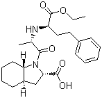 structure of CAS# 87679-37-6, Trandolapril;(2S,3aR,7aS)-1-[(2S)-2-[[(1S)-1-Ethoxycarbonyl-3-phenyl-propyl]amino]propanoyl]-2,3,3a,4,5,6,7,7a-octahydroindole-2-carboxylic acid