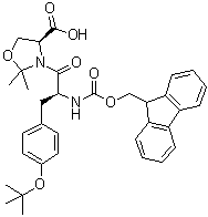 (4S)-3-[(2S)-3-[4-(1,1-Dimethylethoxy)phenyl]-2-[[(9H-fluoren-9-ylmethoxy)carbonyl]amino]-1-oxopropyl]-2,2-dimethyl-4-oxazolidinecarboxylic acid molecular structure (CAS 878797-09-2)