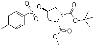 structure of CAS# 88043-21-4, N-Boc-trans-4-tosyloxy-L-proline methyl ester;N-tert-Butyloxycarbonyl-O-p-toluenesulfonyl-L-proline methyl ester
