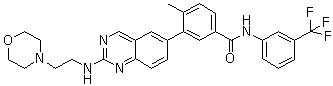 4-Methyl-3-[2-[[2-(4-morpholinyl)ethyl]amino]-6-quinazolinyl]-N-[3-(trifluoromethyl)phenyl]benzamide molecular structure (CAS 882663-88-9)