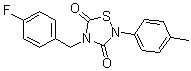 structure of CAS# 883050-24-6, 4-[(4-Fluorophenyl)methyl]-2-(4-methylphenyl)-1,2,4-thiadiazolidine-3,5-dione;CCG 50014; L 2-401