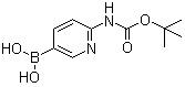 structure of CAS# 883231-20-7, [6-[(tert-Butoxycarbonyl)amino]pyridin-3-yl]boronic acid;(5-Borono-2-pyridinyl)-carbamic acid C-(1,1-dimethylethyl) ester