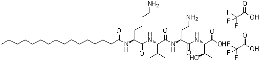 N2-(1-Oxohexadecyl)-L-lysyl-L-valyl-(2S)-2,4-diaminobutanoyl-L-threonine bis(trifluoroacetate) (salt) molecular structure (CAS 883558-32-5)