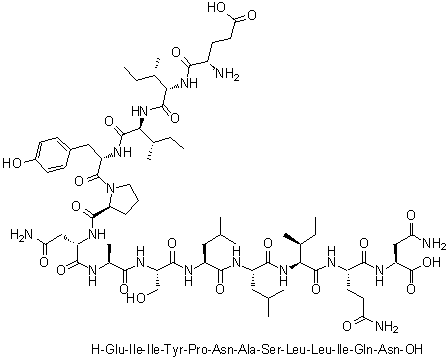 L-alpha-Glutamyl-L-isoleucyl-L-isoleucyl-L-tyrosyl-L-prolyl-L-asparaginyl-L-alanyl-L-seryl-L-leucyl-L-leucyl-L-isoleucyl-L-glutaminyl-L-asparagine molecular structure (CAS 883561-80-6)