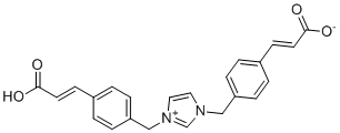 structure of CAS# 883942-98-1, Ozagrel Impurity 21;(E)-3-(4-((1-(4-((E)-2-Carboxyvinyl)benzyl)-1H-imidazol-3-ium-3-yl)methyl)phenyl)acrylate