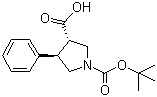 (3S,4R)-1-(tert-Butoxycarbonyl)-4-phenylpyrrolidine-3-carboxylic acid molecular structure (CAS 884048-45-7)