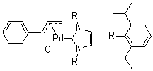结构式 CAS# 884879-23-6, [1,3-双(2,6-二异丙基苯基)咪唑-2-亚基][3-苯基丙烯基]氯化钯