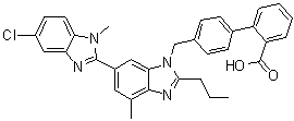4'-[(5-Chloro-1,4'-dimethyl-2'-propyl[2,6'-bi-1H-benzimidazol]-1'-yl)methyl][1,1'-biphenyl]-2-carboxylic acid molecular structure (CAS 885045-90-9)