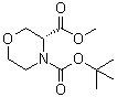 结构式 CAS# 885321-46-0, (3R)-3,4-吗啉二甲酸 4-叔丁基 3-甲基酯