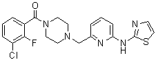 结构式 CAS# 885325-71-3, 6-[[4-(3-氯-2-氟苯甲酰)哌嗪-1-基]甲基]-N-(噻唑-2-基)吡啶-2-胺
