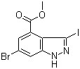 6-Bromo-3-iodo-1H-indazole-4-carboxylic acid methyl ester molecular structure (CAS 885523-89-7)