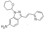 (E)-3-[2-(吡啶-2-基)乙烯基]-1-(四氢-2H-吡喃-2-基)-1H-吲唑-6-胺分子结构 (CAS 886230-76-8)