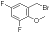 structure of CAS# 886500-63-6, 3,5-Difluoro-2-methoxybenzyl bromide;1-(Bromomethyl)-3,5-difluoro-2-methoxybenzene