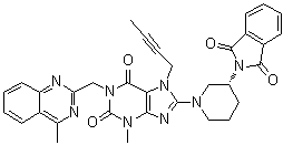 7-(2-Butyn-1-yl)-8-[(3R)-3-(1,3-dihydro-1,3-dioxo-2H-isoindol-2-yl)-1-piperidinyl]-3,7-dihydro-3-methyl-1-[(4-methyl-2-quinazolinyl)methyl]-1H-purine-2,6-dione molecular structure (CAS 886588-63-2)
