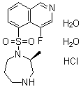structure of CAS# 887375-67-9, (2S)-1-[(4-Fluoro-5-isoquinolinyl)sulfonyl]hexahydro-2-methyl-1H-1,4-diazepine monohydrochloride dihydrate