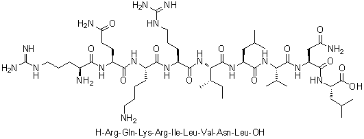 L-Arginyl-L-glutaminyl-L-lysyl-L-arginyl-L-isoleucyl-L-leucyl-L-valyl-L-asparaginyl-L-leucine molecular structure (CAS 887769-33-7)