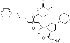 结构式 CAS# 88889-14-9, 福辛普利钠; 4-环己基-1-[(2-甲基-1-(丙酰氧基)丙氧基)(4-苯基丁基)膦酰乙酰基]-L-脯氨酸钠
